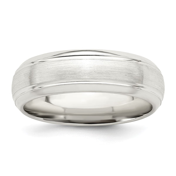 Sterling Silver 6mm Brushed Grooved Band Size 9.5