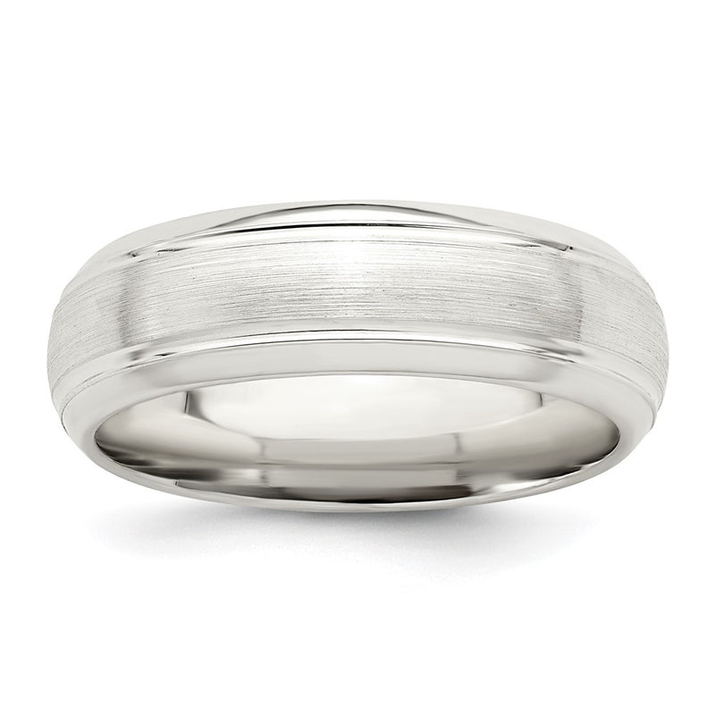 Sterling Silver 6mm Brushed Grooved Band Size 9.5
