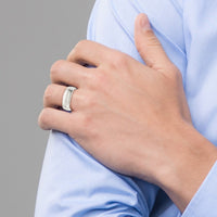 Sterling Silver 7mm Polished Fancy Band Size 13.5