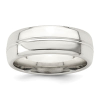 Sterling Silver 7mm Polished Fancy Band Size 8.5
