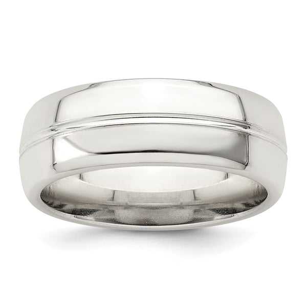 Sterling Silver 7mm Polished Fancy Band Size 8.5