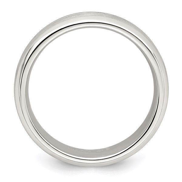 Sterling Silver 7mm Brushed Fancy Band Size 7