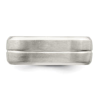 Sterling Silver 7mm Brushed Fancy Band Size 7