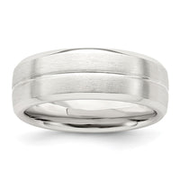 Sterling Silver 7mm Brushed Fancy Band Size 7