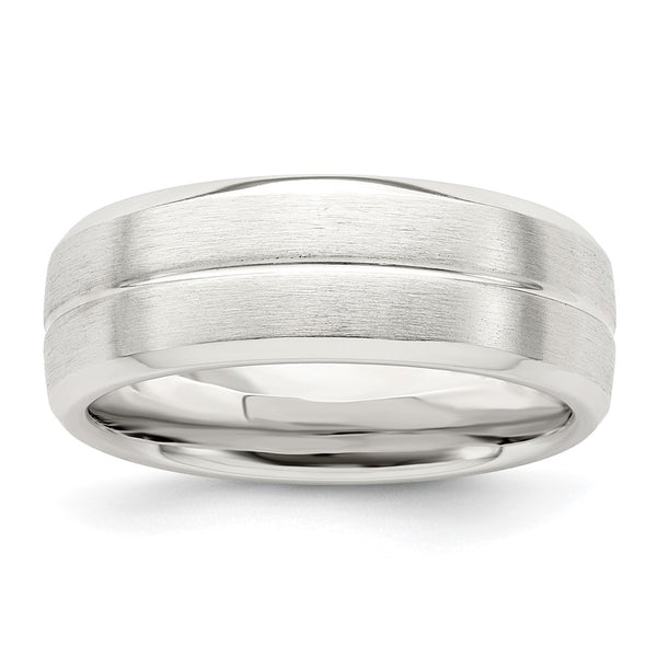 Sterling Silver 7mm Brushed Fancy Band Size 7