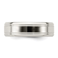 Sterling Silver 6mm Polished Grooved Band Size 7