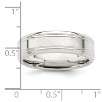 Sterling Silver 6mm Polished Grooved Band Size 7