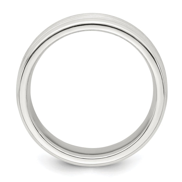 Sterling Silver 6mm Brushed Grooved Band Size 13