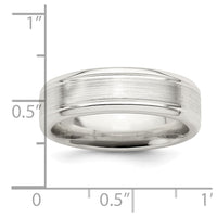 Sterling Silver 6mm Brushed Grooved Band Size 13