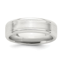 Sterling Silver 6mm Brushed Grooved Band Size 10.5