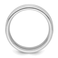 Sterling Silver Rhodium-plated 6mm Brushed Grooved Band Size 12