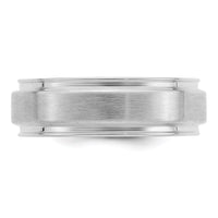 Sterling Silver Rhodium-plated 6mm Brushed Grooved Band Size 12