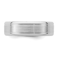 Sterling Silver Rhodium-plated 6mm Brushed Grooved Band Size 12