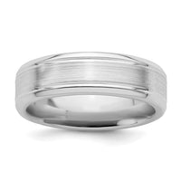 Sterling Silver Rhodium-plated 6mm Brushed Grooved Band Size 12