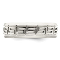 Sterling Silver 6mm Polished Greek Key Flat Band Size 8