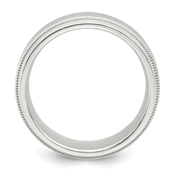Sterling Silver 8mm Brushed Milgrain Band Size 9.5
