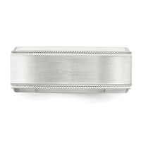 Sterling Silver 8mm Brushed Milgrain Band Size 8.5