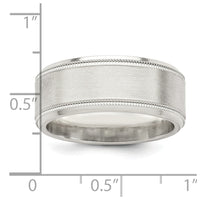 Sterling Silver 8mm Brushed Milgrain Band Size 8.5