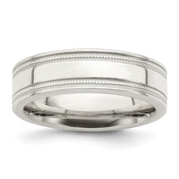 Sterling Silver 6mm Polished Grooved Band Size 12.5