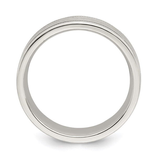 Sterling Silver 6mm Brushed Grooved Band Size 11.5