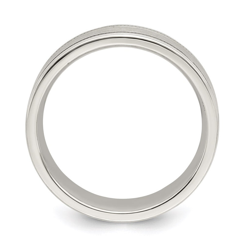 Sterling Silver 6mm Brushed Grooved Band Size 11.5