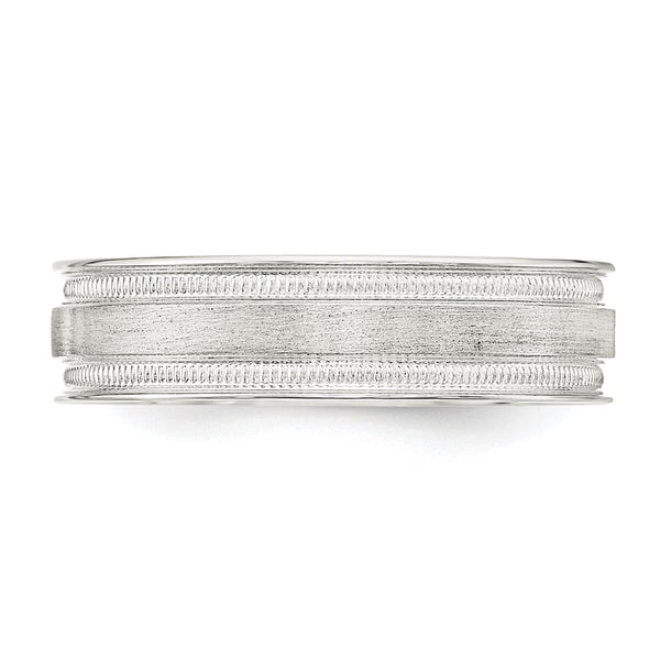 Sterling Silver 6mm Brushed Grooved Band Size 11.5