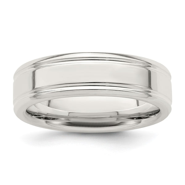 Sterling Silver 6mm Polished Fancy Band Size 11.5