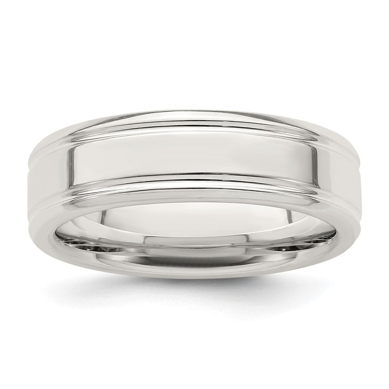 Sterling Silver 6mm Polished Fancy Band Size 11.5