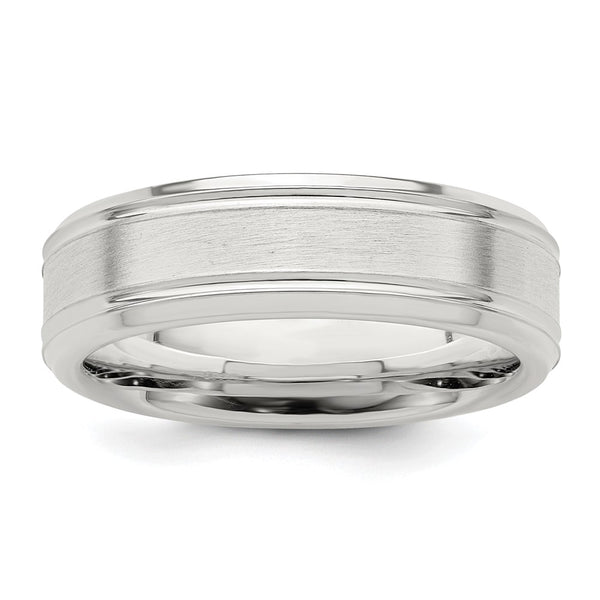 Sterling Silver 6mm Brushed Fancy Band Size 11.5
