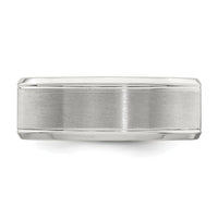 Sterling Silver Rhodium-plated 8mm Brushed Fancy Band Size 11.5
