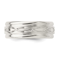 Sterling Silver 7mm Polished Intertwined Band Size 11