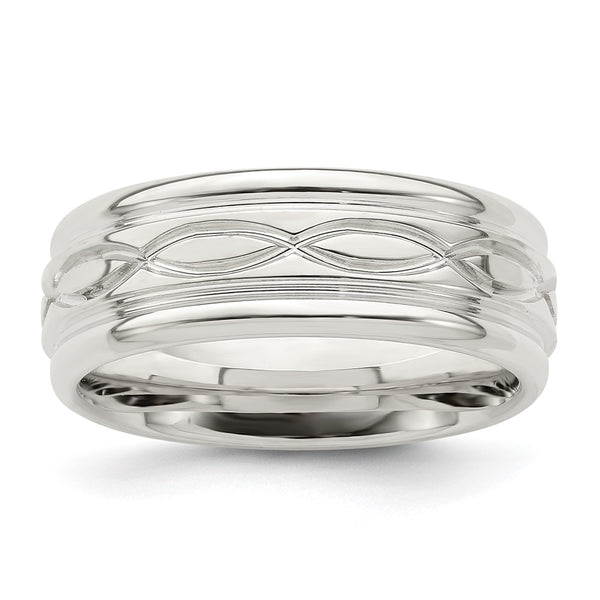 Sterling Silver 7mm Polished Intertwined Band Size 11