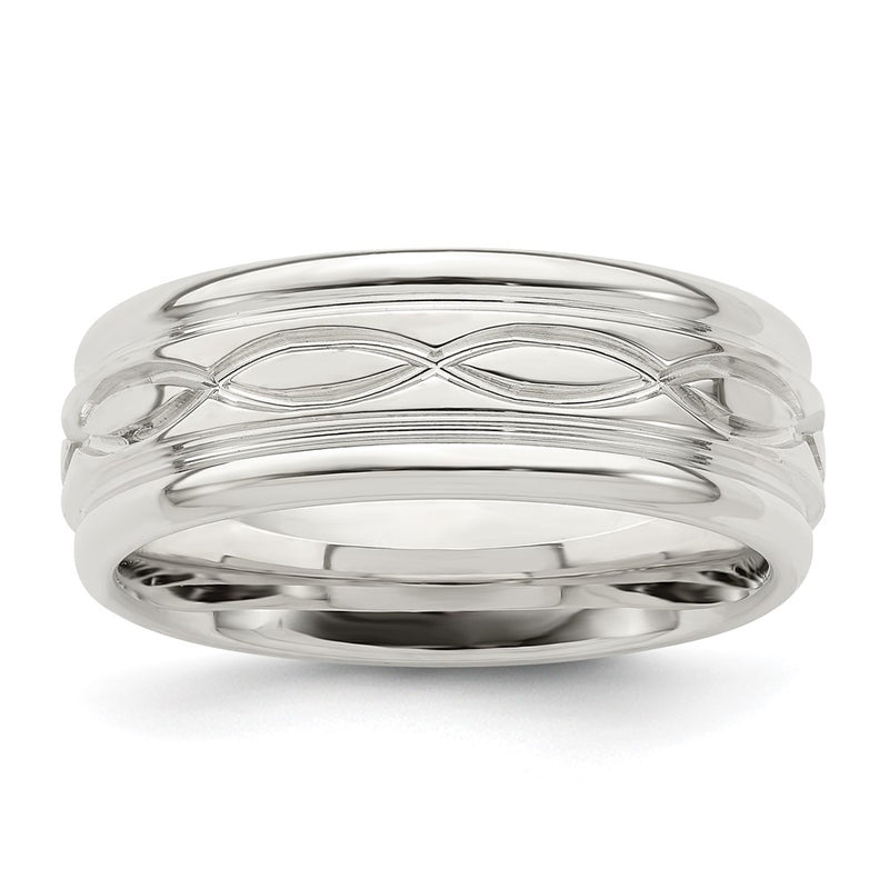 Sterling Silver 7mm Polished Intertwined Band Size 11
