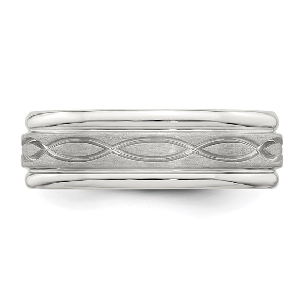 Sterling Silver 7mm Brushed Intertwined Band Size 13.5