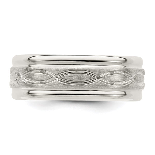 Sterling Silver 7mm Brushed Intertwined Band Size 11.5