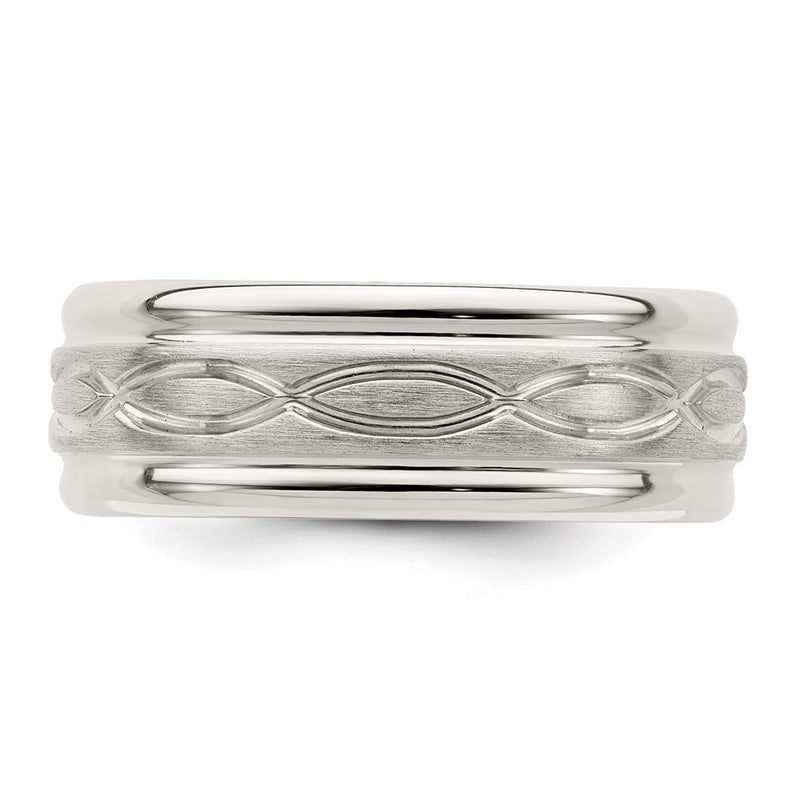 Sterling Silver 7mm Brushed Intertwined Band Size 11.5