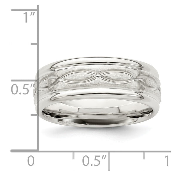 Sterling Silver 7mm Brushed Intertwined Band Size 11.5