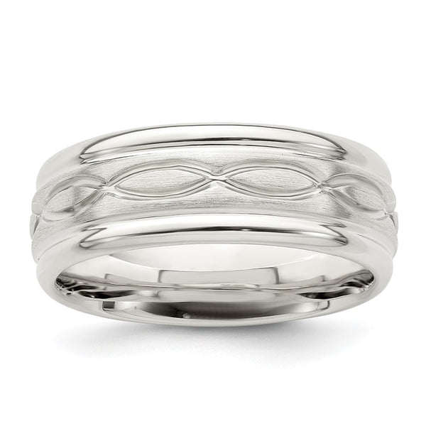 Sterling Silver 7mm Brushed Intertwined Band Size 7