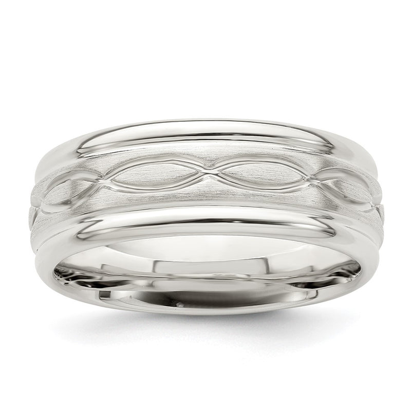 Sterling Silver 7mm Brushed Intertwined Band Size 7