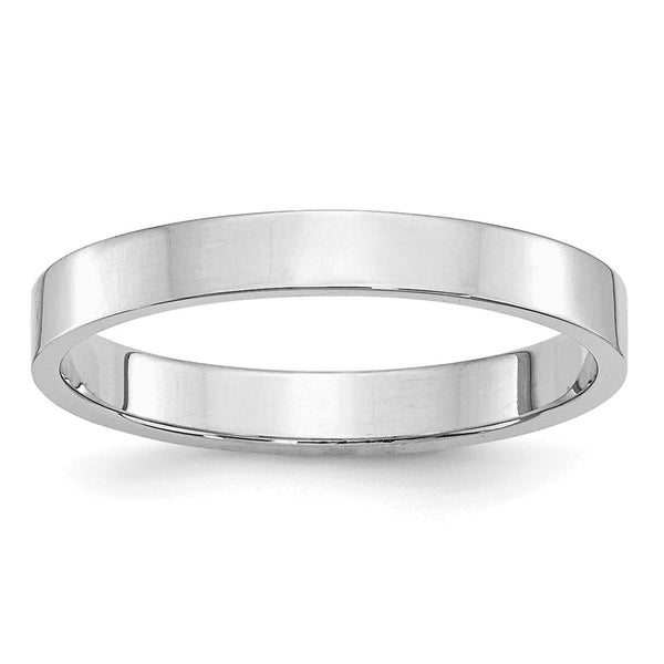 Sterling Silver Rhodium-plated 3mm Flat Size 4.5 Band