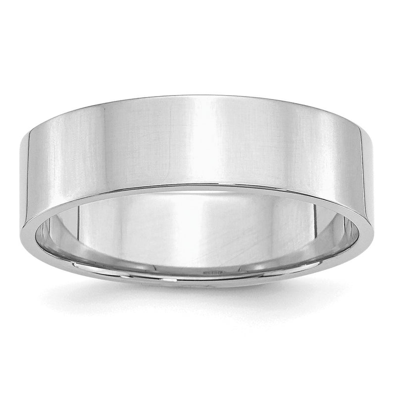 Sterling Silver Rhodium-plated 6mm Flat Size 9 Band