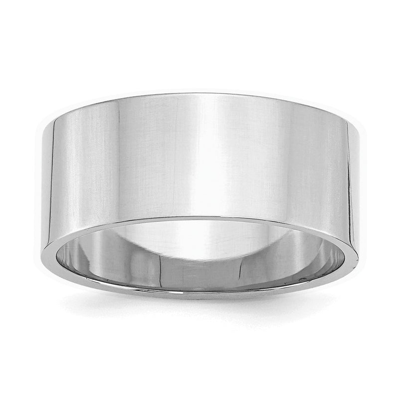 Sterling Silver Rhodium-plated 9mm Flat Size 6.5 Band