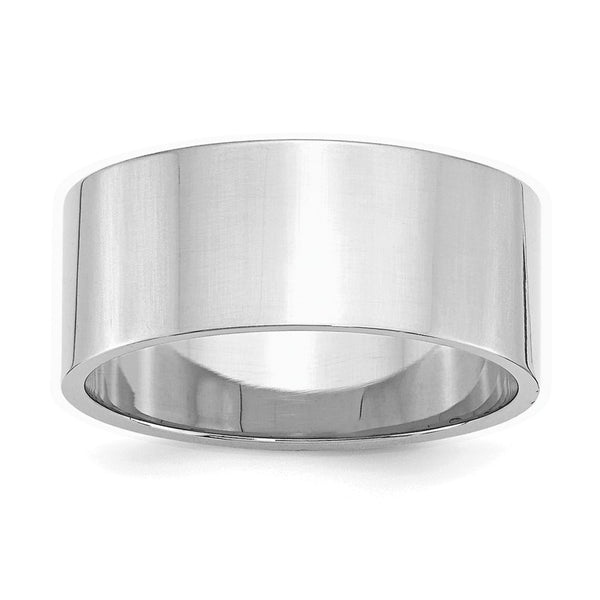 Sterling Silver Rhodium-plated 9mm Flat Size 10 Band
