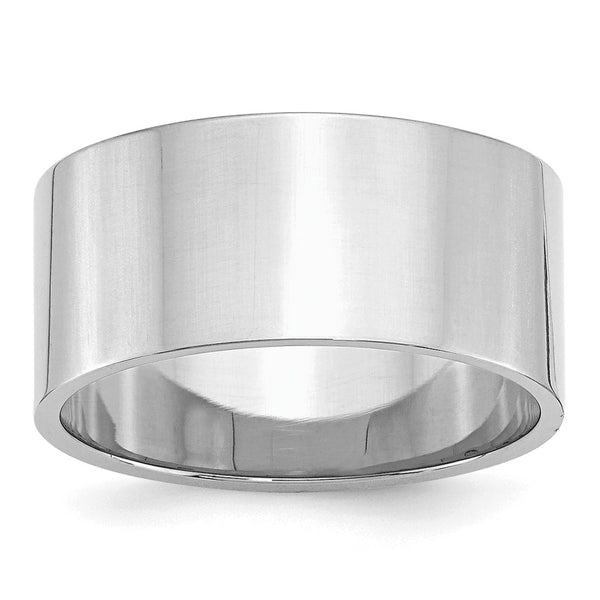 Sterling Silver Rhodium-plated 10mm Flat Size 10.5 Band