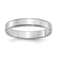 Sterling Silver Rhodium-plated 4mm Flat w/ Step Edge Size 11.5 Band