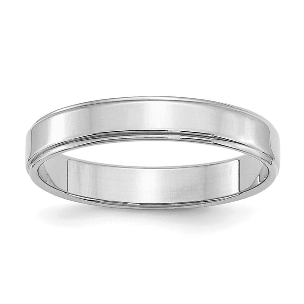 Sterling Silver Rhodium-plated 4mm Flat w/ Step Edge Size 11.5 Band