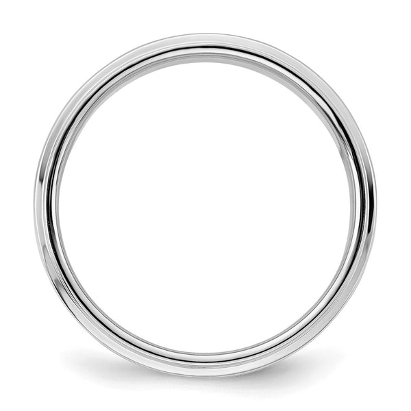 Sterling Silver Rhodium-plated 5mm Flat w/ Step Edge Size 13.5 Band