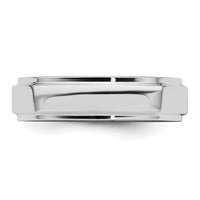 Sterling Silver Rhodium-plated 5mm Flat w/ Step Edge Size 13.5 Band