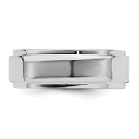 Sterling Silver Rhodium-plated 7mm Flat w/ Step Edge Size 6 Band