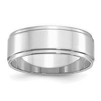 Sterling Silver Rhodium-plated 7mm Flat w/ Step Edge Size 9.5 Band
